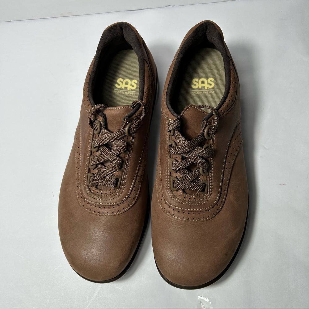 SAS Walk Easy Shoes‎ Womens Size 9 1/2W Brown Nubuck Leather Lace Up Comfort
